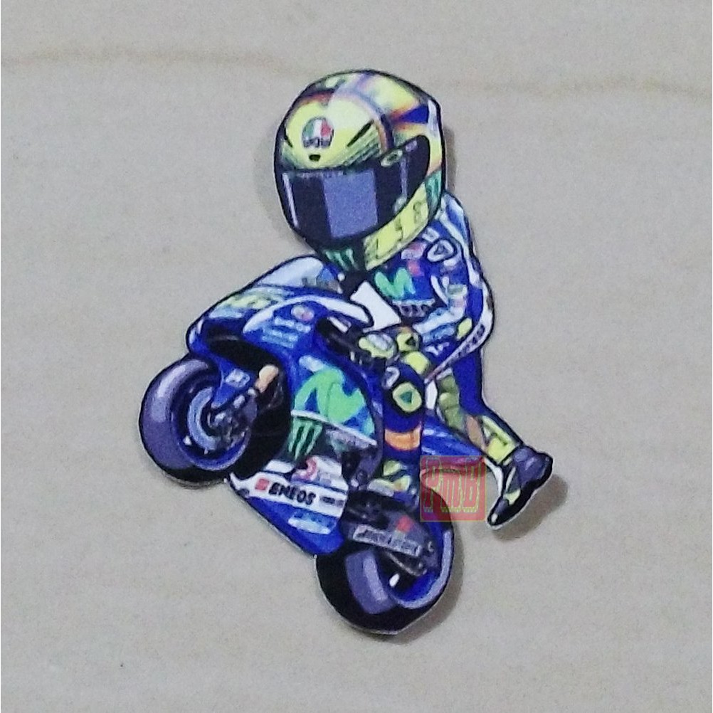 Satu 1x Stiker Vxxentino Rossi Wheelie Ovation Kartun MotoGP Decal Mini VR46 Helm Body Fairing Viso