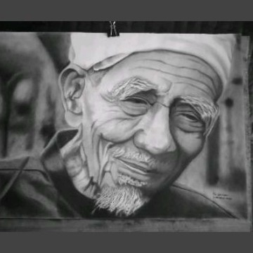 Lukisan hitam putih murah | Lukisan Mbah Moen | Mbah Maemoen zubair | Lukisan Kyai