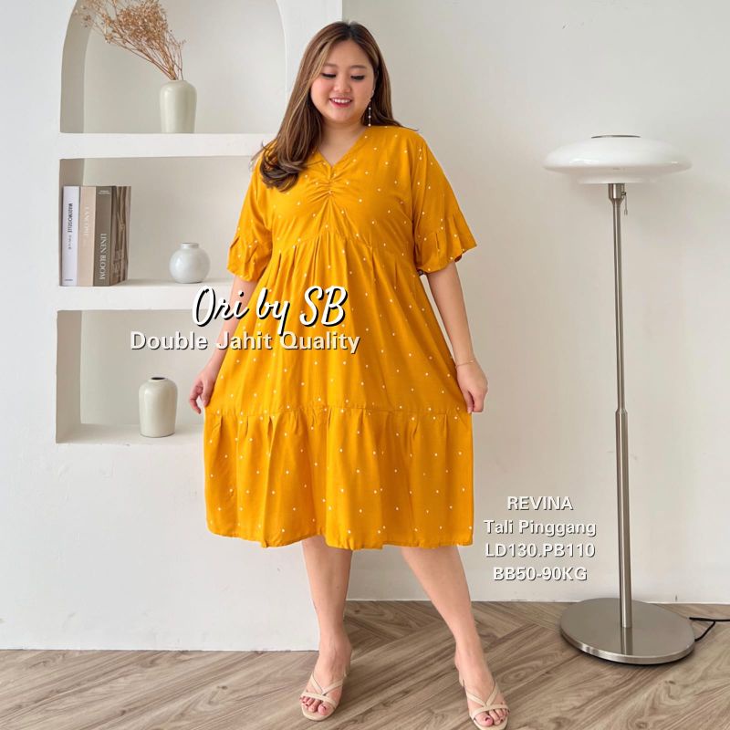 DRESS JUMBO_BAJU JUMBO REVINA BIG SIZE XXXL LD130cm Baju superjumbo BB90KG