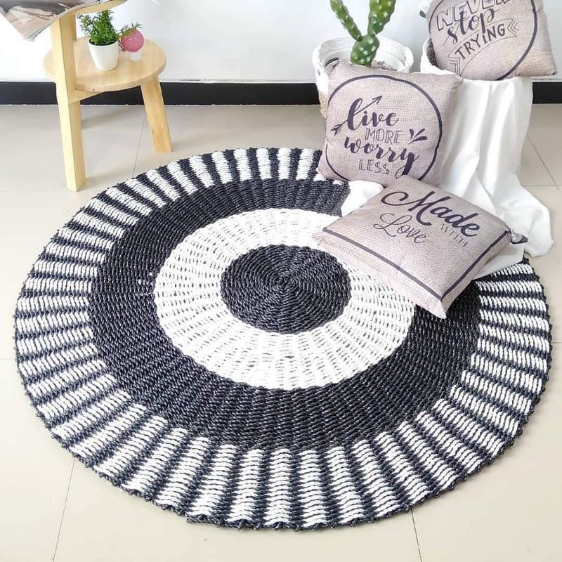 RUG ANYAM SEAGRAS D150//KARPET BULAT//MURAH BISA PILIH WARNA