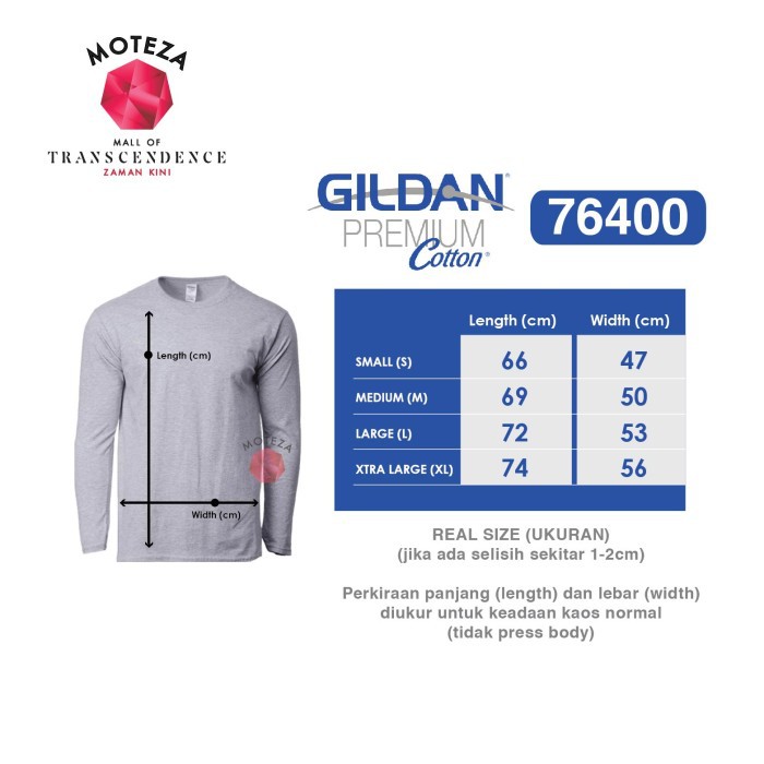 Moteza Kaos Polos Lengan Panjang Long Sleeve - GILDAN Premium Cotton 76400