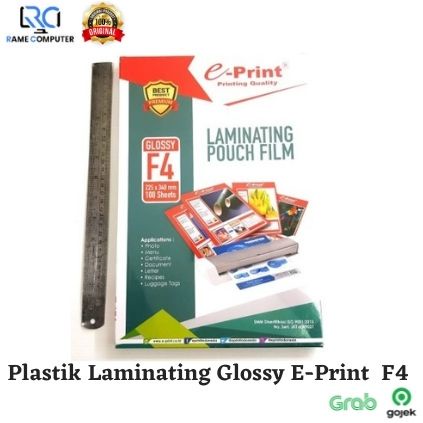 Plastik Laminating Pouch Film Glossy E-Print F4 100 Lembar