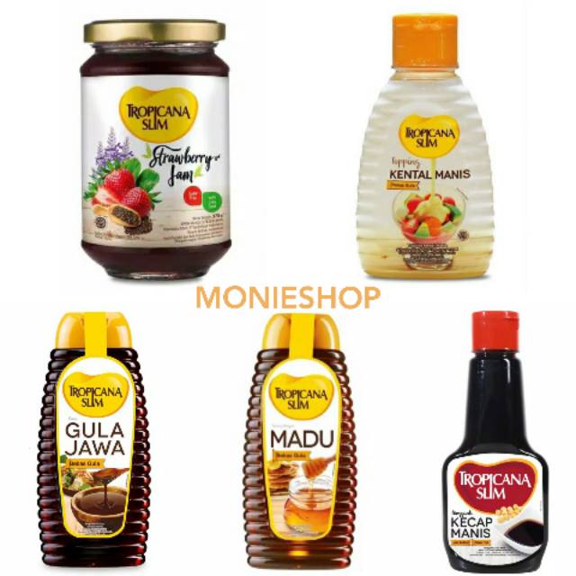 

MONIESHOP - Tropicanaslim Topping/ Madu / Gula Jawa / Topping kental manis/ Kecap/ saus tiram selai coklat strawberry