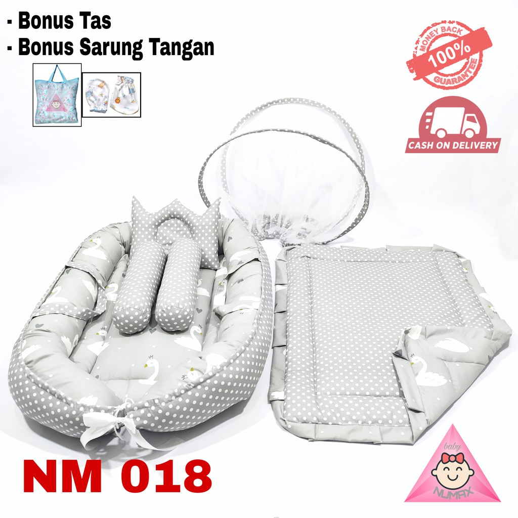 TEMPAT TIDUR BAYI SET BANTAL GULING / KASUR BAYI MODEL PERAHU SET MOTIF LUCU / KADO BAYI BARU LAHIR