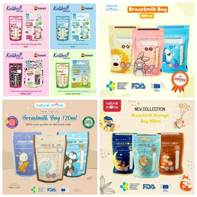 GabaG Kolibri Classic Love Story / Natural Moms kantong asi breastmilk bags 100 ml 120 ml 30 pcs