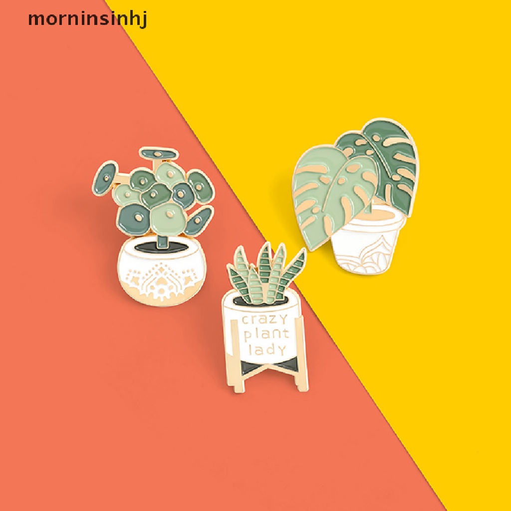 Mor Bros Pin Enamel Bentuk Pot Tanaman Untuk Aksesoris Fashion