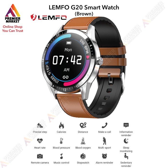 Lemfo G20 Smartwatch Bluetooth Full Touchscreen (BROWN)
