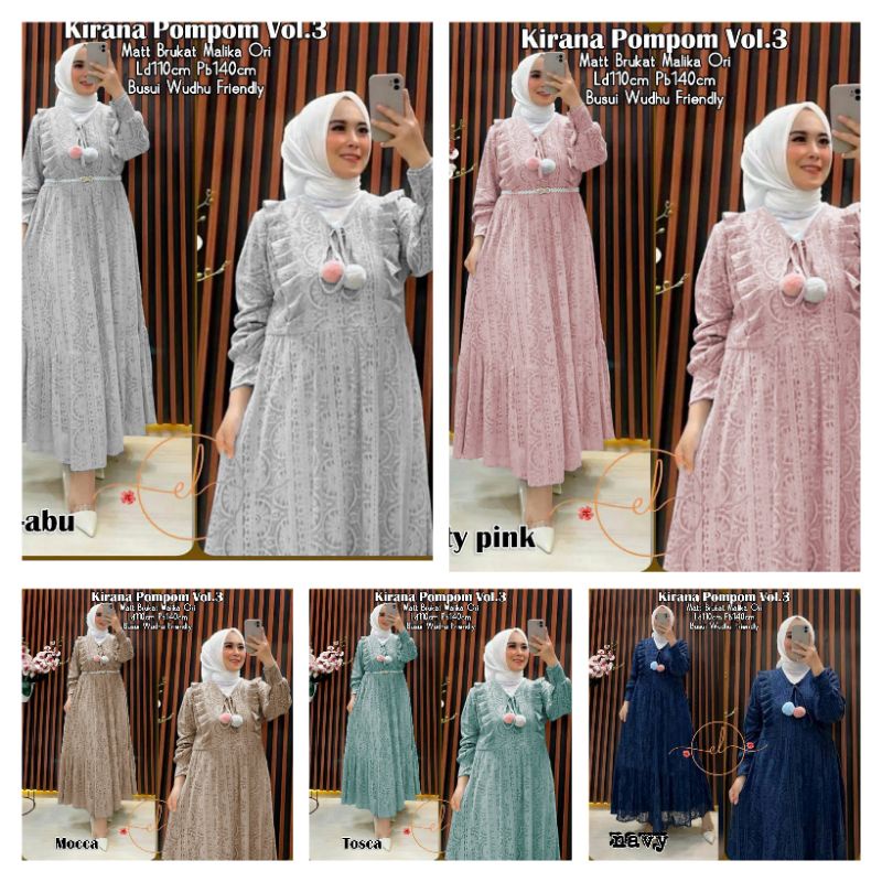 GAMIS DRESS KIRANA POMPOM BRUKAT MAXY