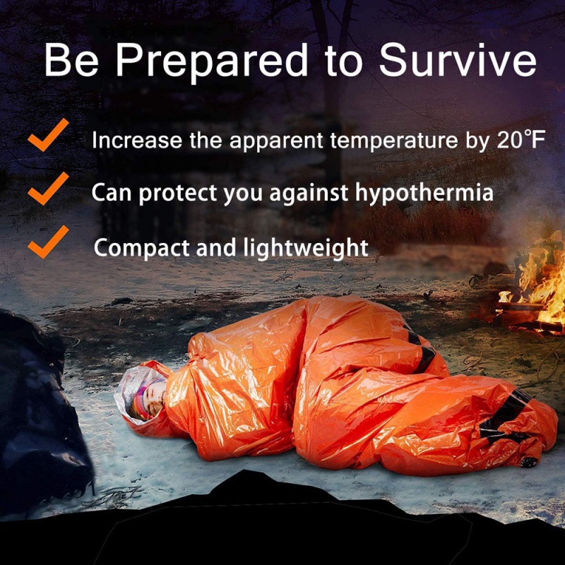 1pc Sleeping Bag Thermal Portable Bahan PE Anti Air Motif Camo Untuk Camping Outdoor