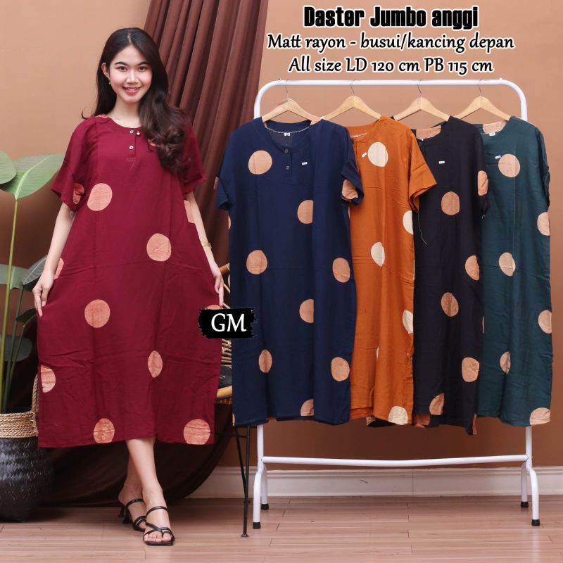 Daster jumbo busui kancing depan kain rayon adem nyerap keringat