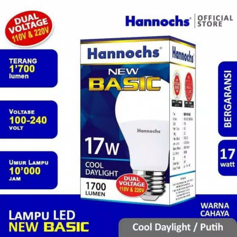 Lampu LED BASIC 3 Watt / 5 Watt/ 7 Watt/ 9 Watt/ 11 Watt/ 14 Watt/ 17 Watt Hannochs