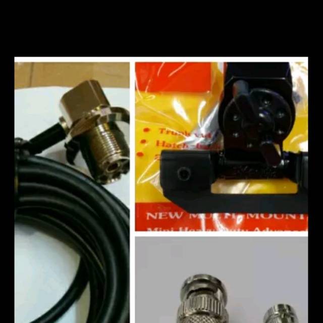 Paket kabel antena RIG mobil/HT.RG58 plus breket jepit bagasi dan konector HT.