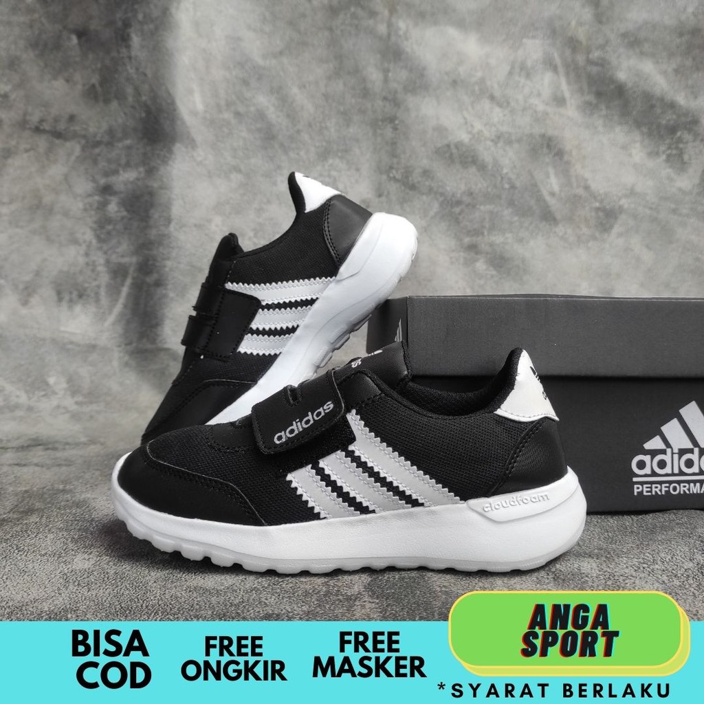 SEPATU ANAK SEKOLAH ADIDAS PEREKAT HITAM PUTIH MADE IN VIETNAM SEPATU SNEAKERS ANAK LAKI LAKI PEREMPUAN SEPATU SPORT COWOK SIZE 31-35