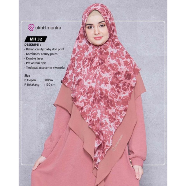 KHIMAR MOTIF 2LAYER MUNIRA JILBAB INSTAN PREMIUM MH32