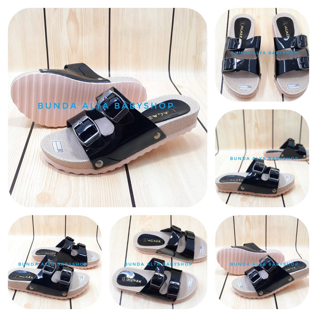 Sandal Anak Perempuan Usia 4 5 6 7 Tahun Size 26 - 32 Alas Karet - Sendal Anak Cewek Tali HITAM Alas Karet Anti Licin