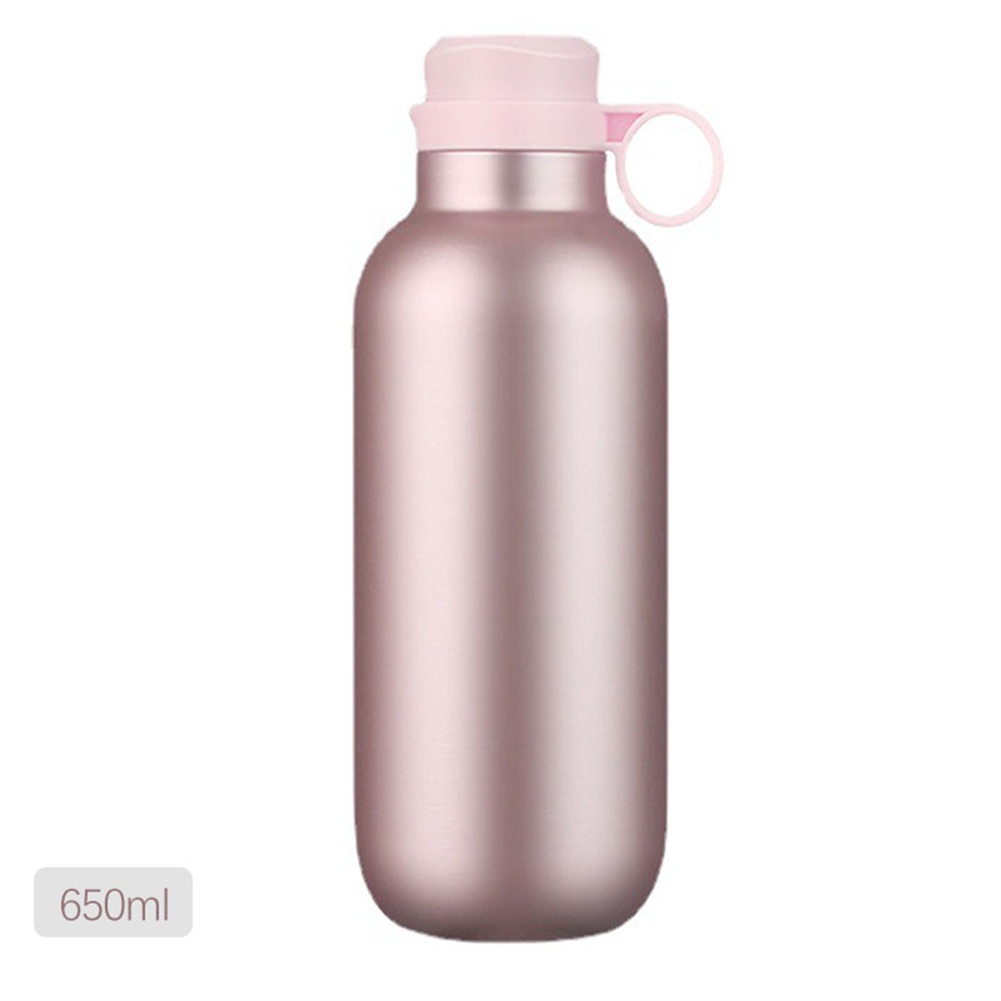 Botol Thermos Kopi / Air / Teh Bahan Stainless Steel Warna Polos Kapasitas 450ml / 650ml Dengan Tali Untuk Travel