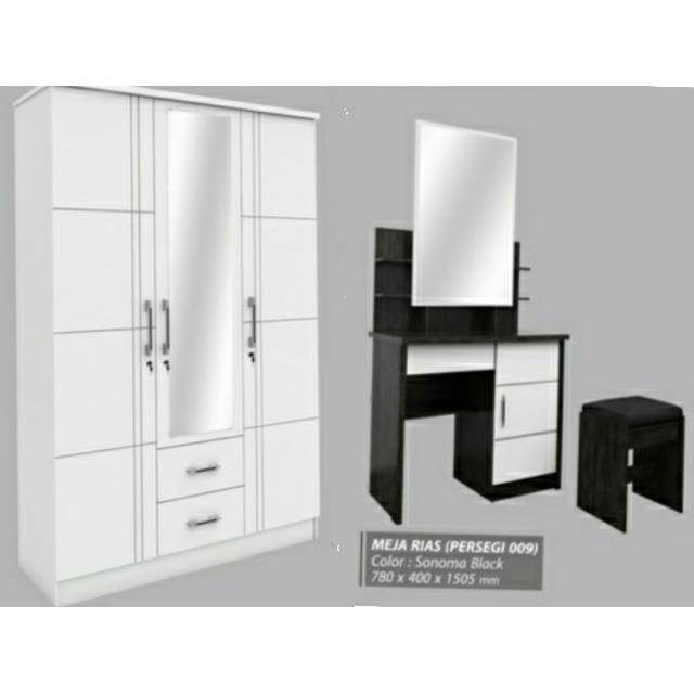 PAKET LEMARI MINIMALIS DAN MEJA RIAS