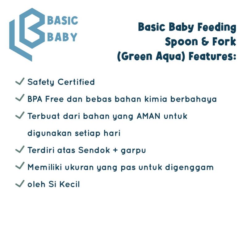 Basic Baby Feeding Spoon + Fork - Sendok Makan Anak