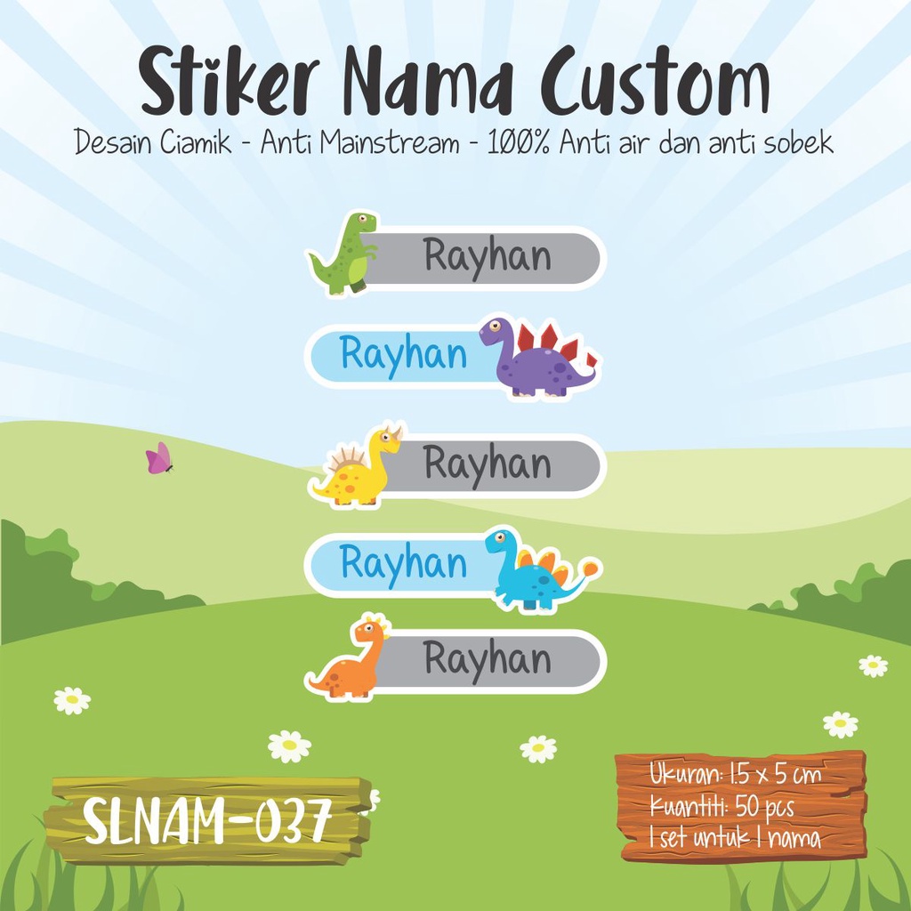 

sticker label nama anak kartun girl cute princes muslimah SLNAM 037