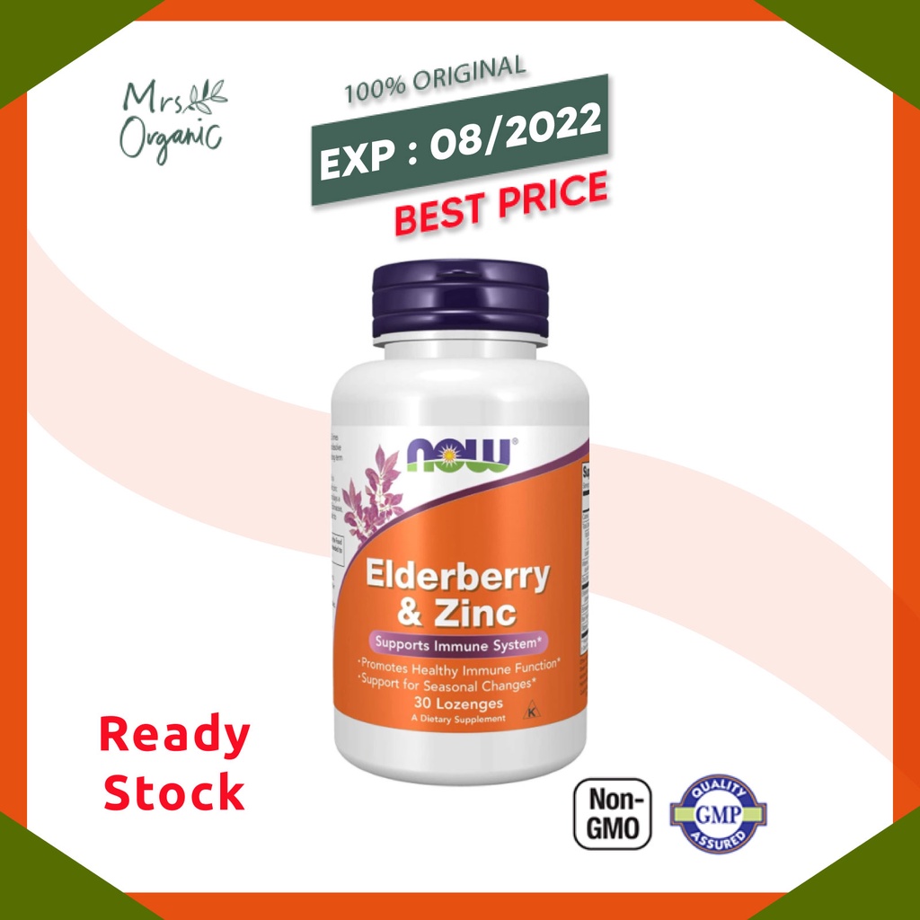 NOW FOODS Elderberry & Zinc Immune Now Elderberry Zinc 30 lozenges