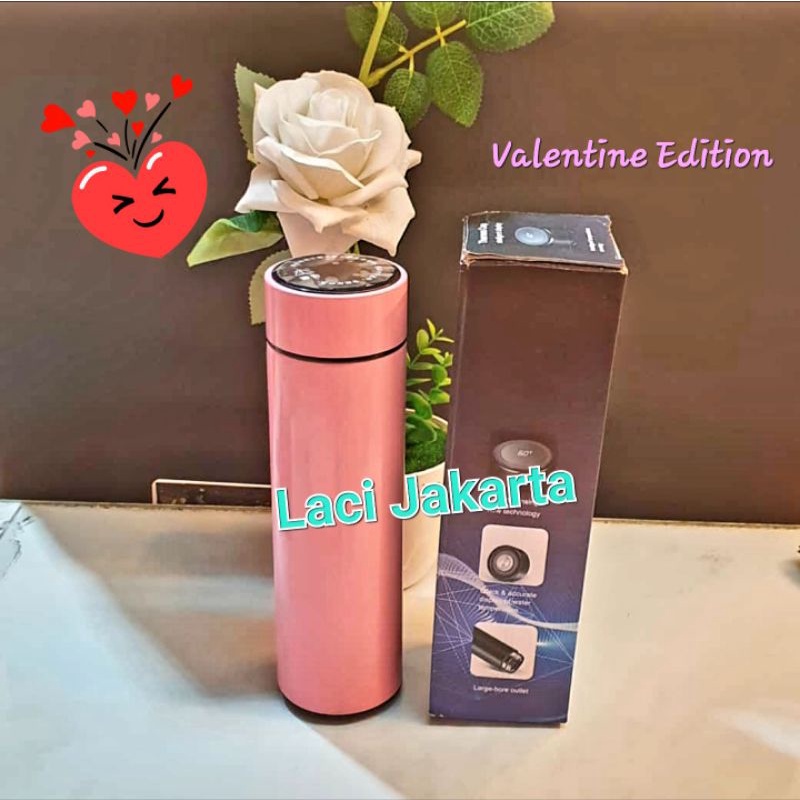 tumbler LED termos suhu 500ml termos panas botol tahan dingin tumbler digital angka botol minum-Pink