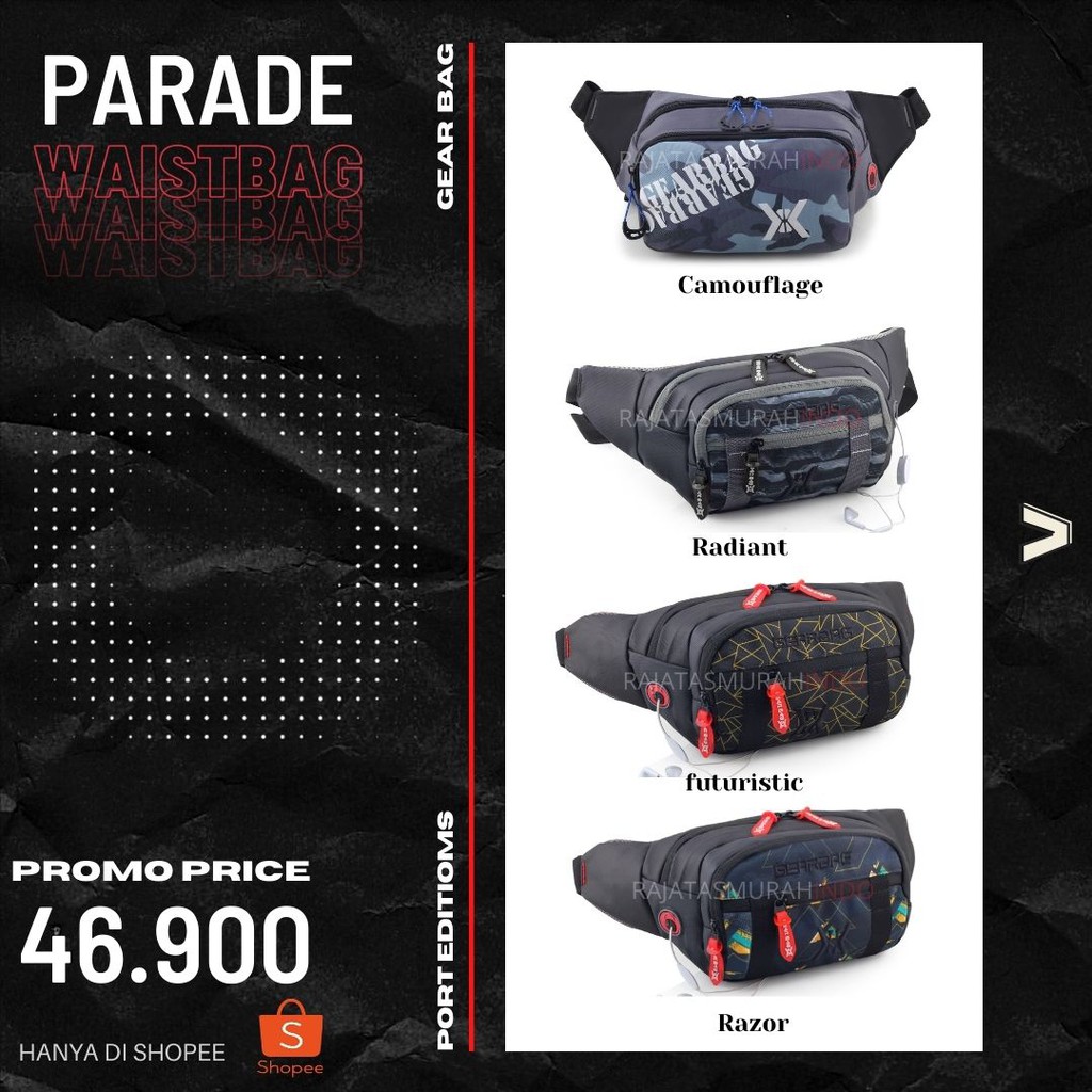 PARADE WAISTBAG - BIG PROMO WAISTBAG PRIA PALING LARIS WITH RUBBER PORT - DISKON