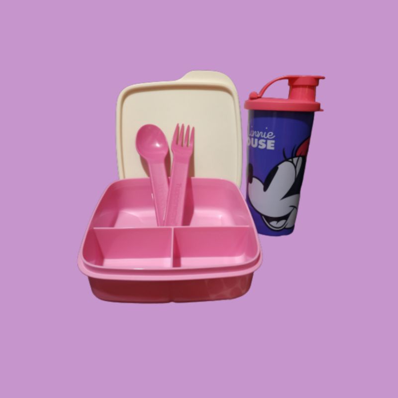 Promo tupperware murah 1 set tempat makan lunch box set tepak bekal makan anak atau dewasa new origi