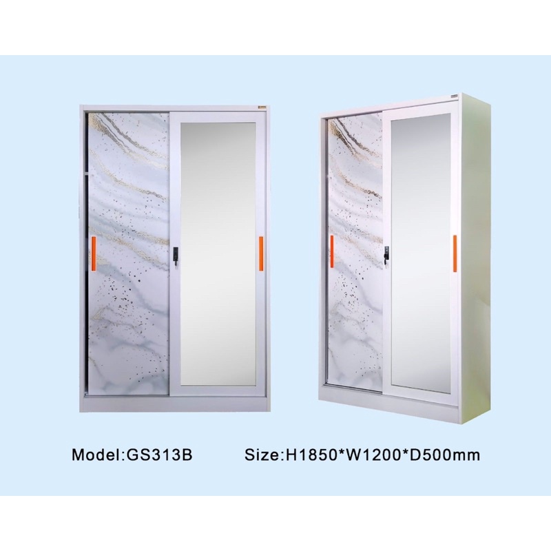 lemari pakaian besi sliding import motif marble marmer lemari baju cabinet lemari gantung brankas