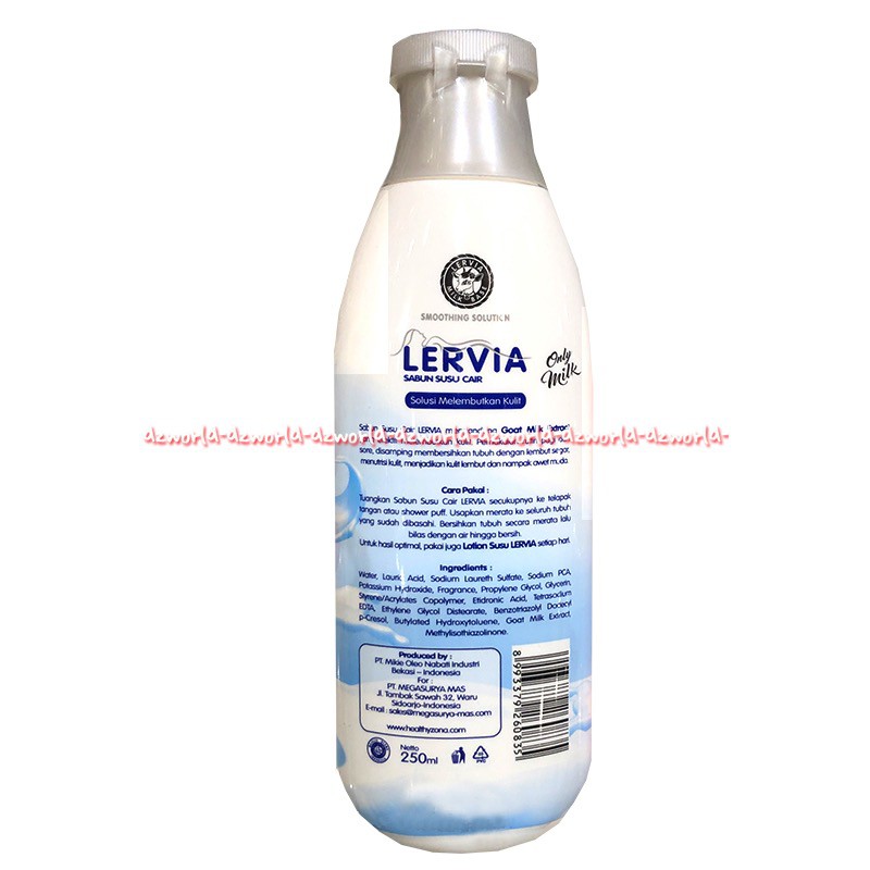 Lervia Sabun Susu Cair 250ml Only Milk Plus Honey Liquid Soap Lerfia Botol