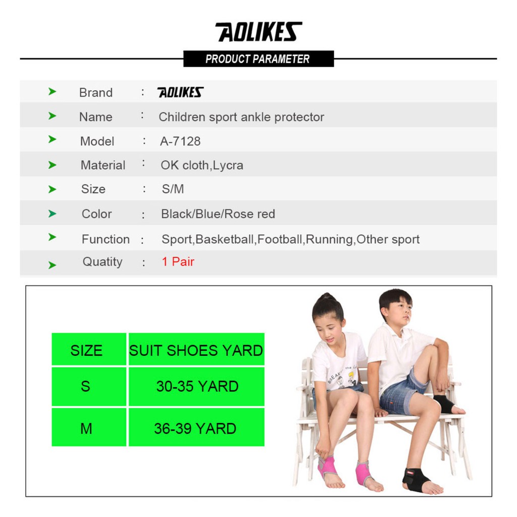 AOLIKES 7128 2 PCS Kids Ankle Support / Brace - Deker Pelindung Engkel Kaki Anak
