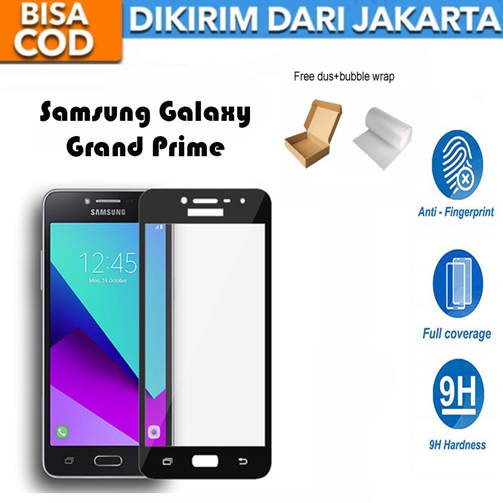 Tempered Glass Samsung Galaxy Grand Prime Full Cover / Full Screen Protector Anti Gores