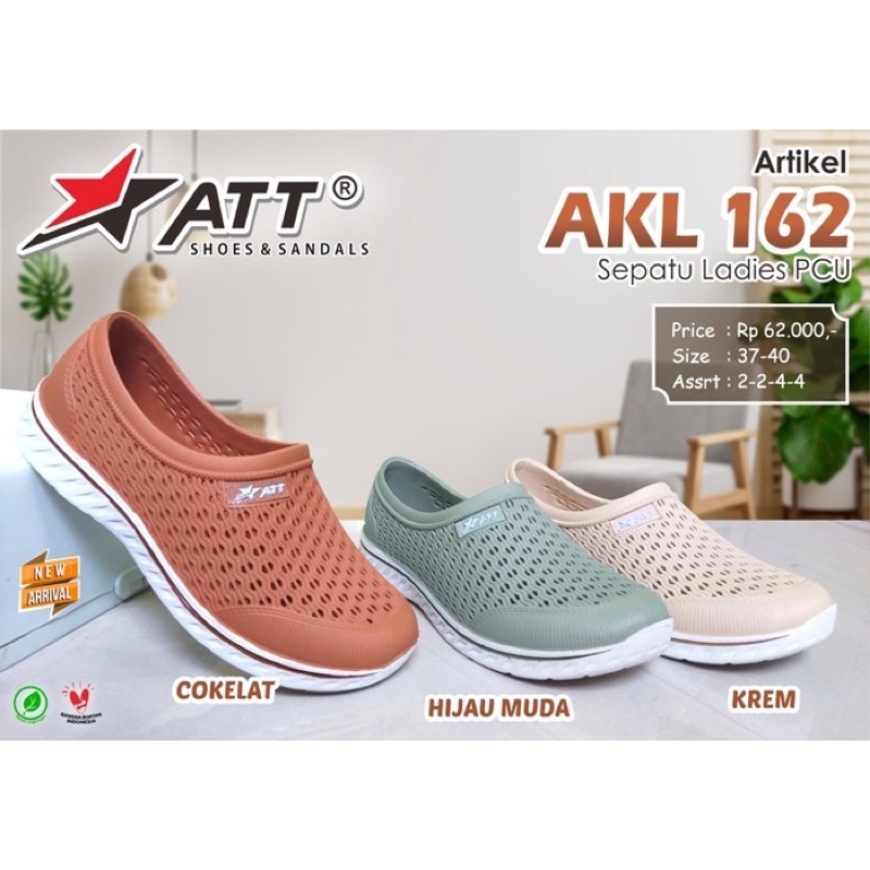 Sepatu Slip On Wanita ATT AKL 162 Karet Fashion Trendy motif Jaring