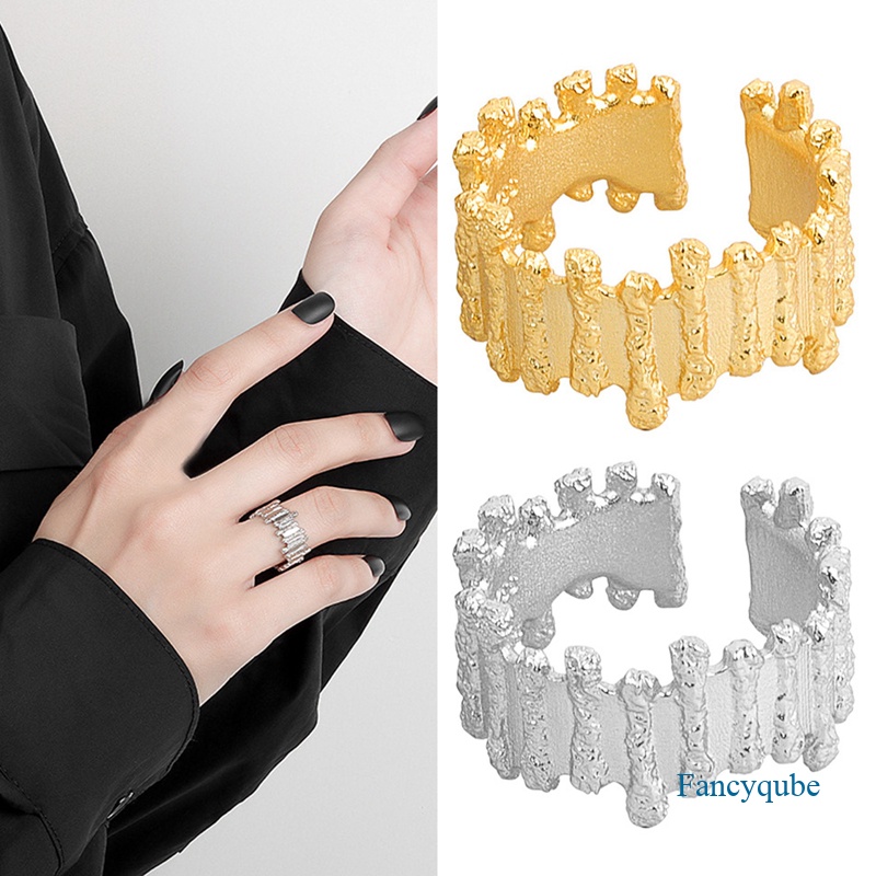 Cincin Model Gelombang Asimetris Bahan Lace Gaya Retro Untuk Wanita