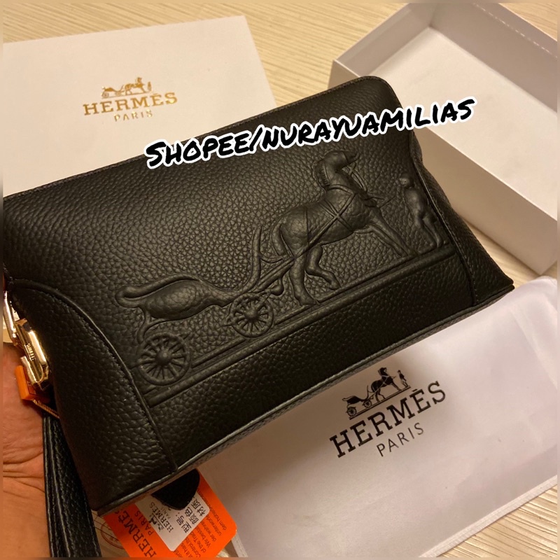 clutch branded Full kulit asli dengan kode kunci import free box mewah dan elegant clutch branded