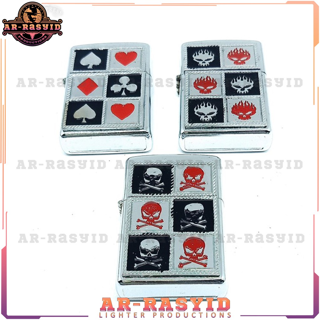 Korek Api Minyak Kantai Motif Kartu Silver Red BISA COD