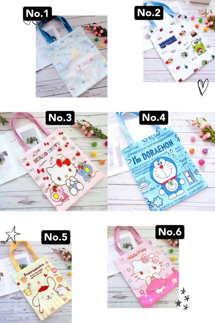 Tas kanvas tote bag TL006 sanrio hello kitty snoopy tsumtsum tas les