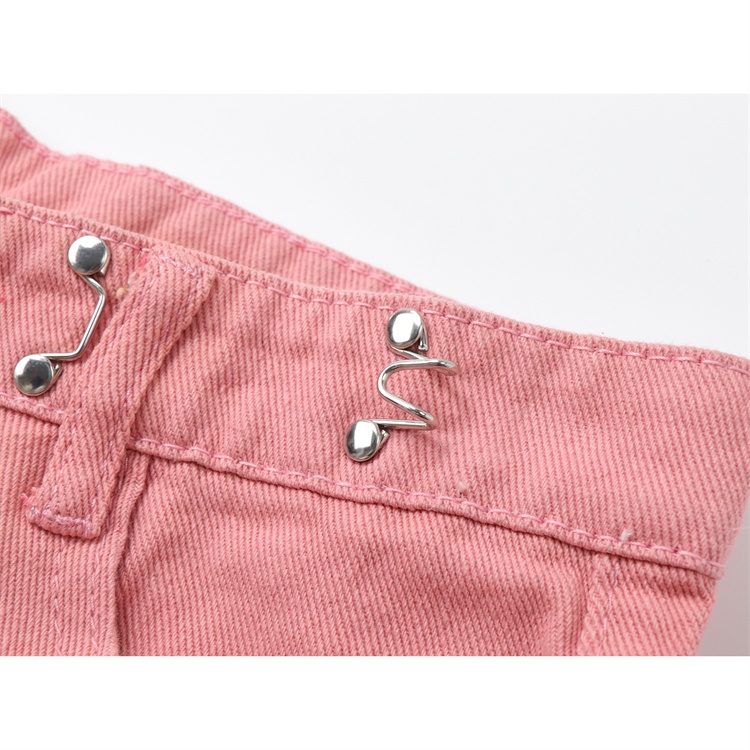 pink boyfriend high waist kulot celana jeans panjang wanita（realpict）