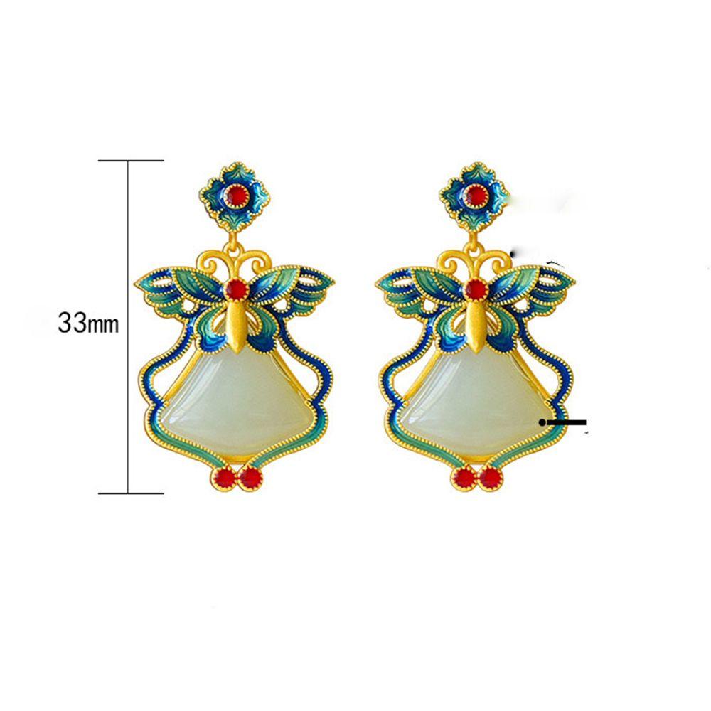 Needway Anting Kupu-Kupu Temperamen Elegan Enamel Stud Earrings Woman Drop Earrings Anting Gaya Cina