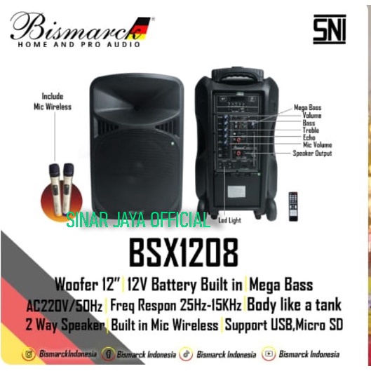 SPEAKER PORTABLE BISMARCK BSX1208 ORIGINAL BLUETOOTH