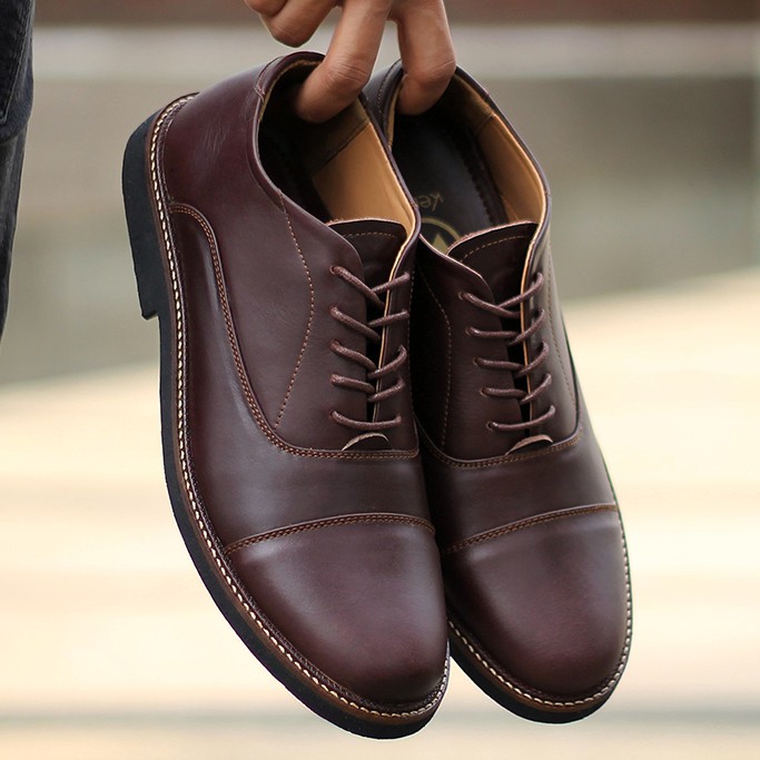 OXFORD BROWN (KULIT ASLI)|MNM x Kenzio| Sepatu Pantofel Pria ORIGINAL