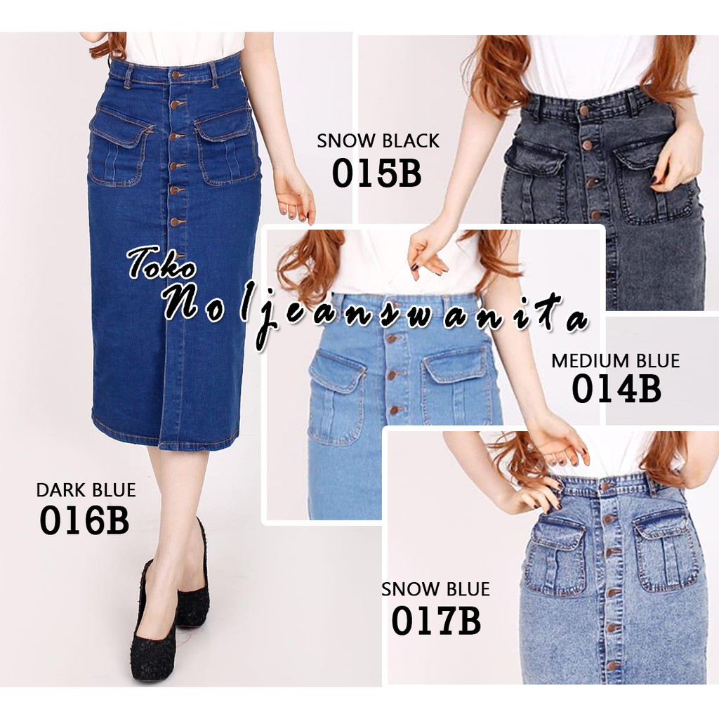  TERMURAH ROK JEANS  KANCING FULL WANITA ROK JEANS  DENIM  