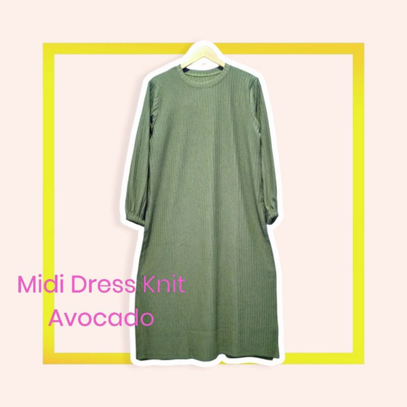 Midi Dress Knit Premium warna Avocado by Janwill