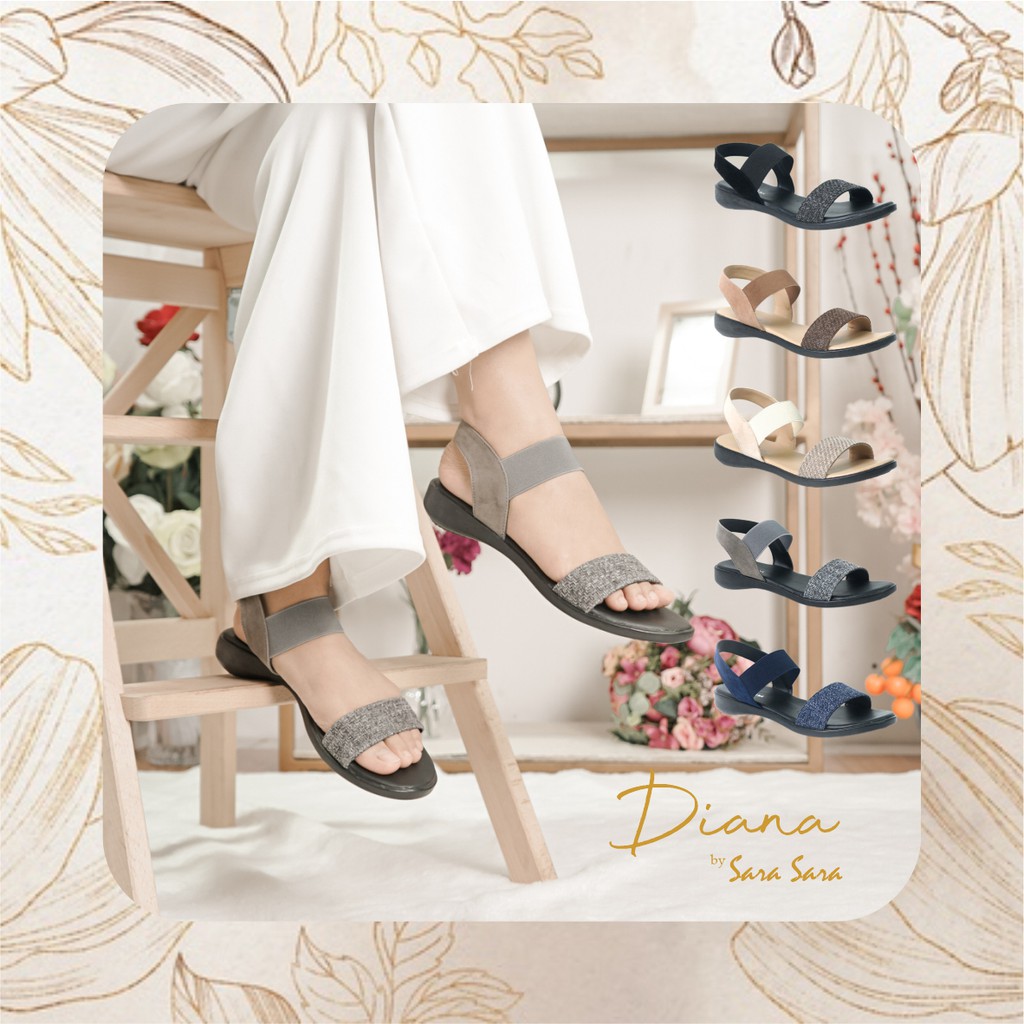 Sara Sara DIANA Sandal Wedges Wanita sandal tali empuk sandal santai terbaru