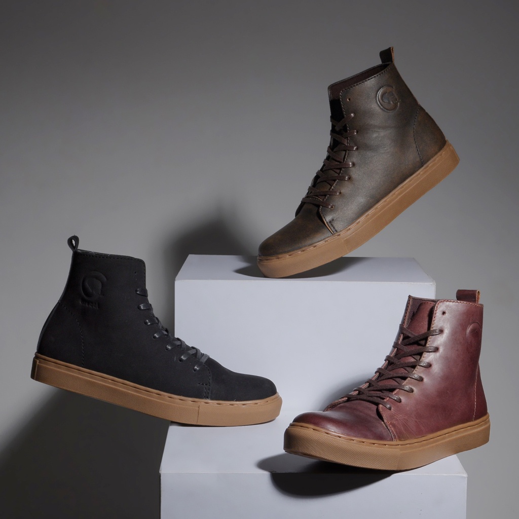 MAGNUS BROWN ORIGINAL x GREATA Sepatu Kulit Sapi Asli Pria Boots Tinggi Coklat Tali Casual Formal Klasik Vintage Jalan Kuliah Kerja Touring Riding Motor Classic High Gum Sole Boot Genuine Leather Footwear Big Size Ukuran Jumbo 44 Keren Terbaru Kekinian