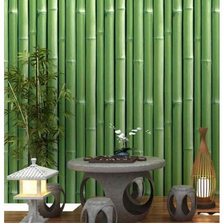 Wallpaper Bambu Rotan Hijau Padat IMPORT panjang 8M Real