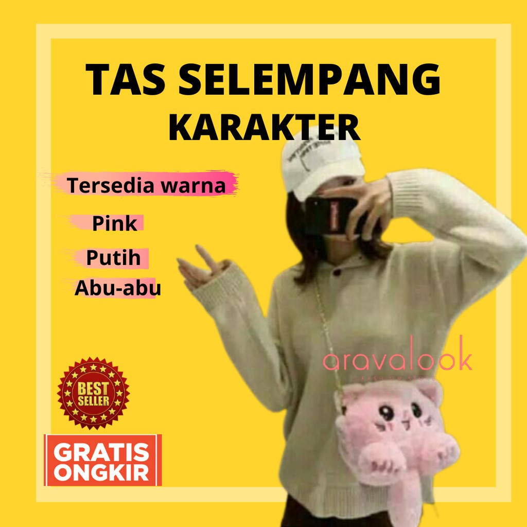 TAS SELEMPANG PERLENGKAPAN KEBUTUHAN SAMPING BONEKA KARAKTER GAMBAR KUCING ANAK BAYI LUCU BANDUNG