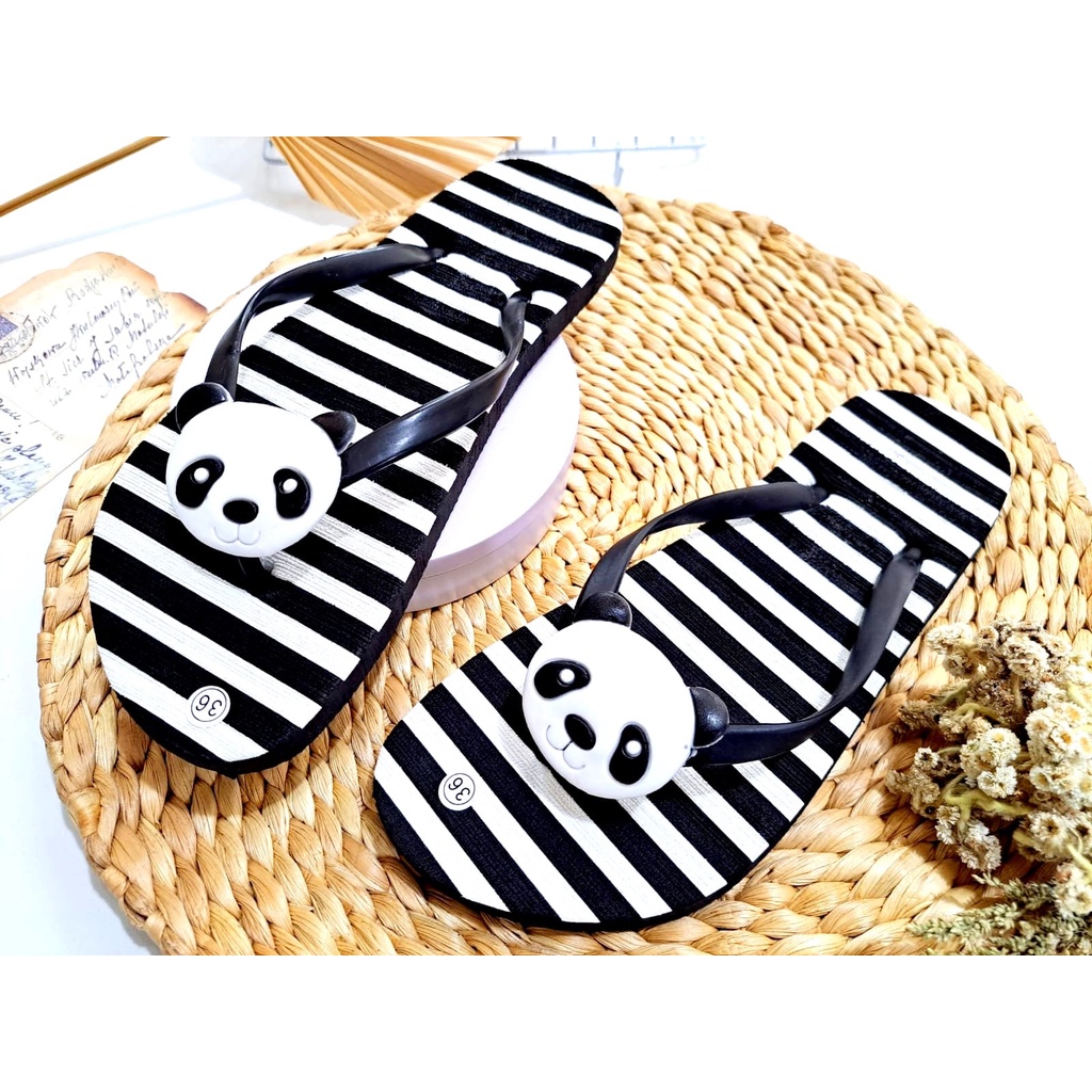 Sandal Wanita Dewasa Motif Jepit Panda Belang