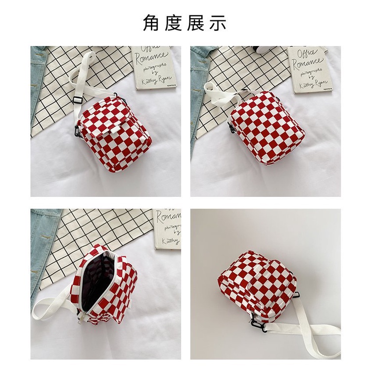 KOREAN PLAID CHECKERED BOARD CROSS BODY BAG