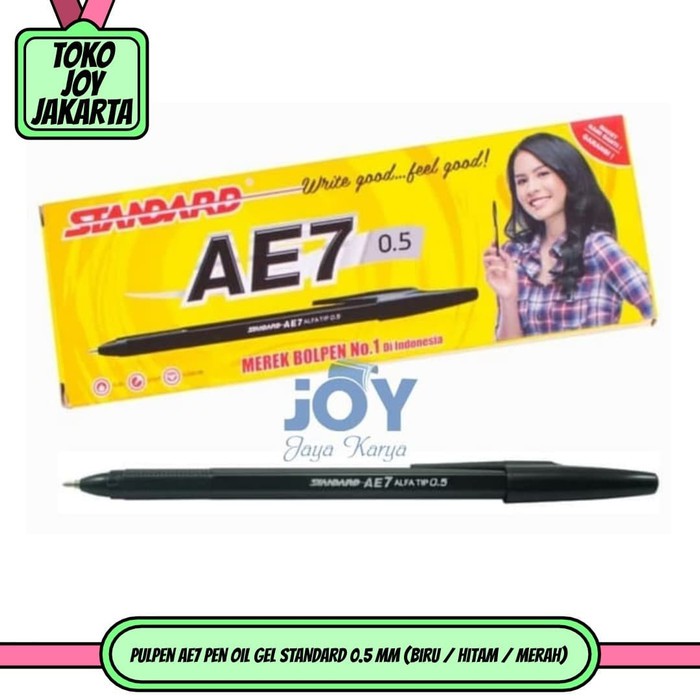 

Pulpen AE7 Pen Oil Gel STANDARD 0.5 mm (Biru / Hitam / Merah)