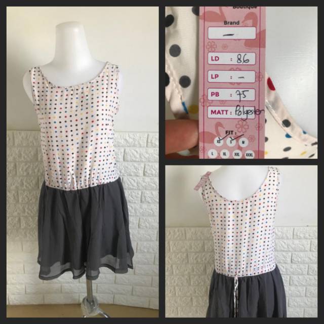Baju Second Preloved Dress Polkadot Fit XS S